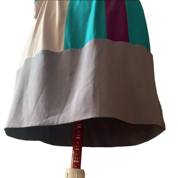 SURI CHIN  | Colorblock Dolman Sleeve Dress |  Teal, grey burgundy | Size 8 - Picture 8 of 15